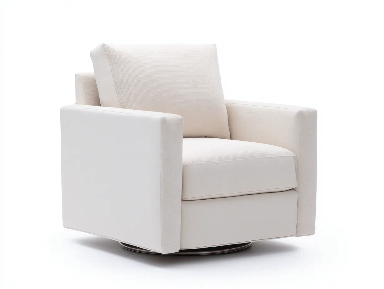 Sessel Stoff 94x92x84 cm - cremeweiß und schwarz - drehbar für Wohnzimmer