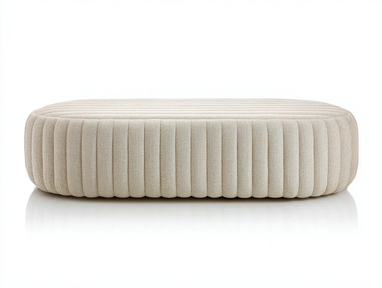 Bank Stoff 170x55x38 cm - beige - gerippt für Schlafzimmer
