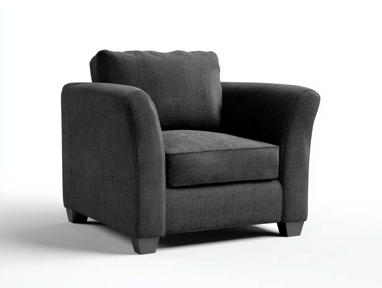 Sessel Webstoff 92x88x82 cm - dunkelgrau und schwarz - breite Armlehnen für Wohnzimmer