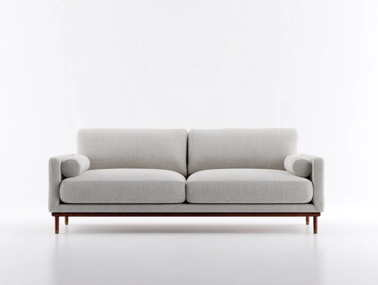 2-Sitzer-Sofa Stoff 182x88x78 cm - hellbeige - Holzsockel mit runden Armlehnen