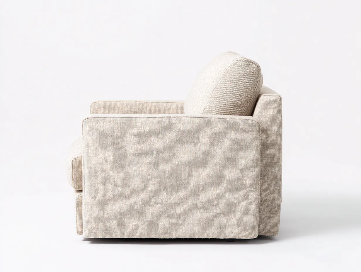 Sessel Leinenstoff 96x90x82 cm - beige und schwarz - klare Seitenform für Wohnzimmer