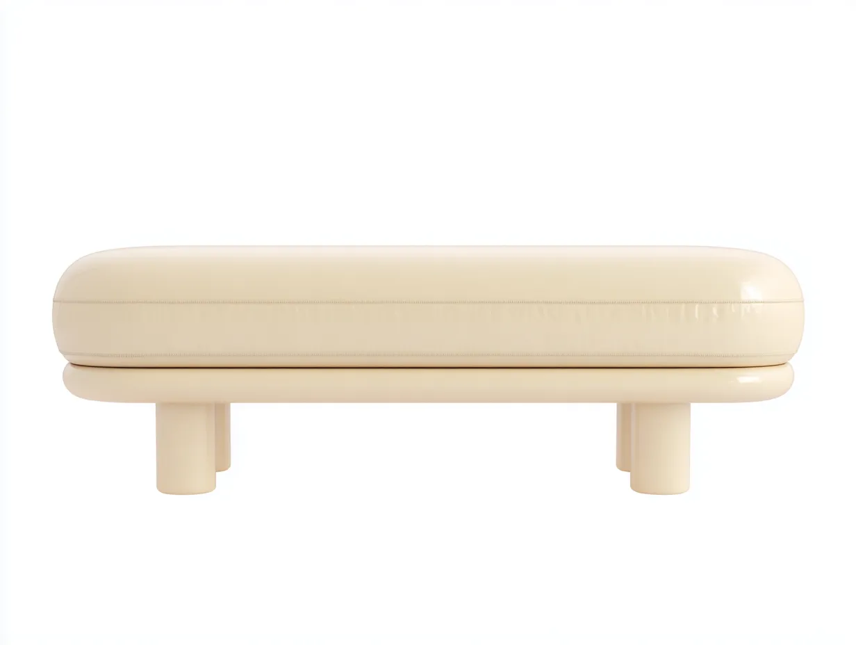 Bank Kunstleder 165x48x45 cm - creme - gepolstert für Schlafzimmer