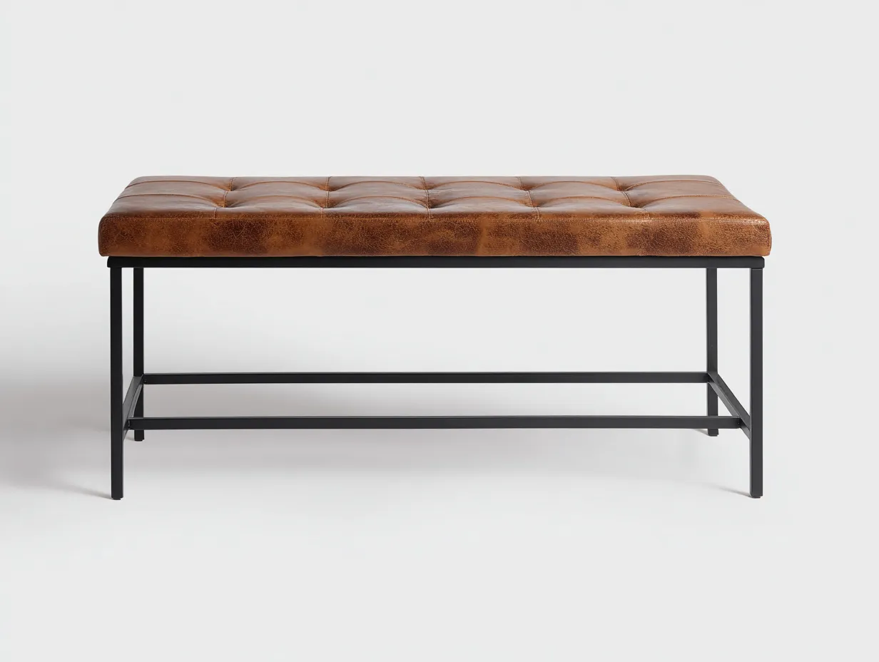 Bank Kunstleder Metall 160x42x45 cm - braun-schwarz - gepolstert für Schlafzimmer