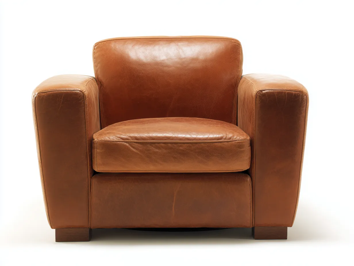 Sessel Kunstleder 88x91x80 cm - braun - drehbar mit Blockarmlehnen für Wohnzimmer