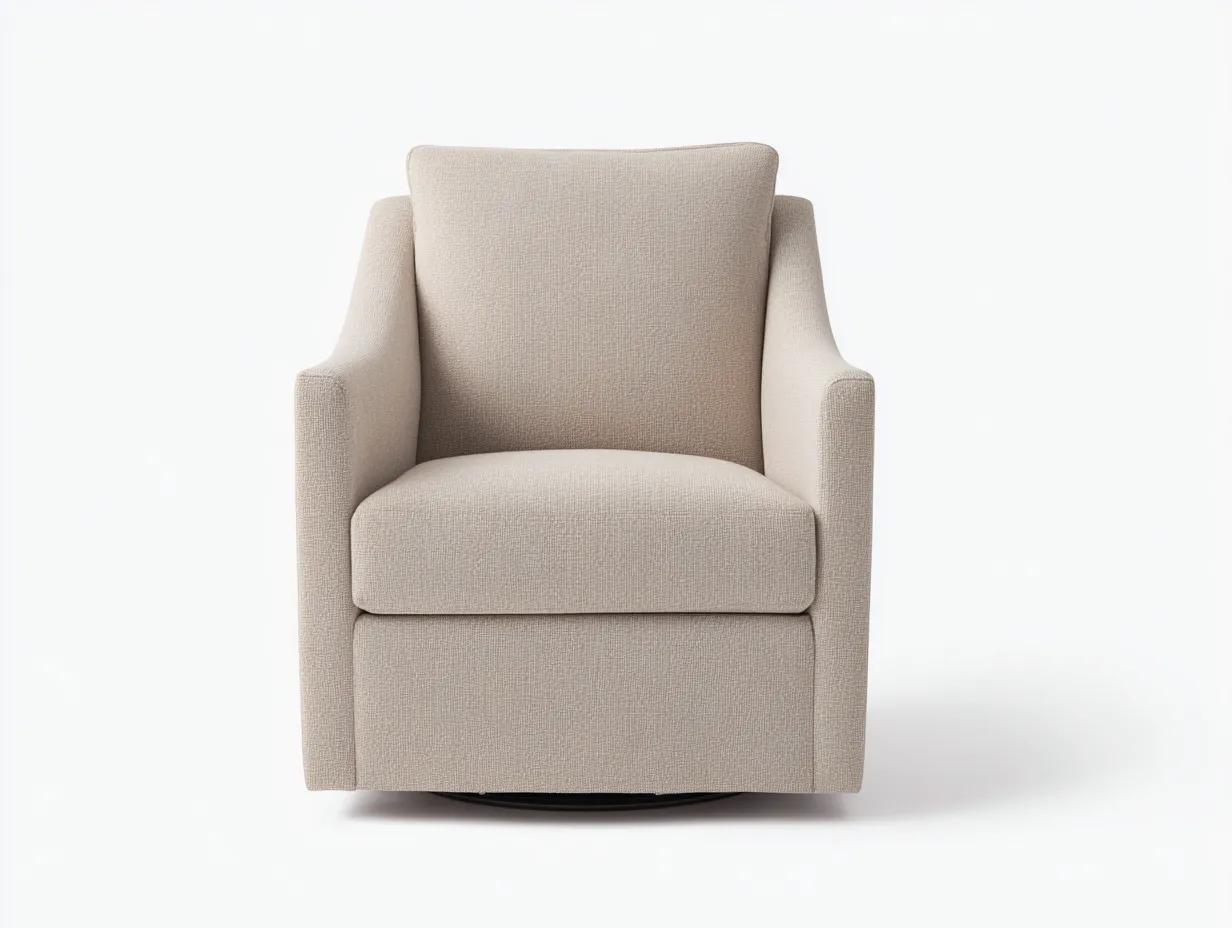 Sessel Stoff 88x90x86 cm - beige und schwarz - drehbar mit Armlehnen für Wohnzimmer