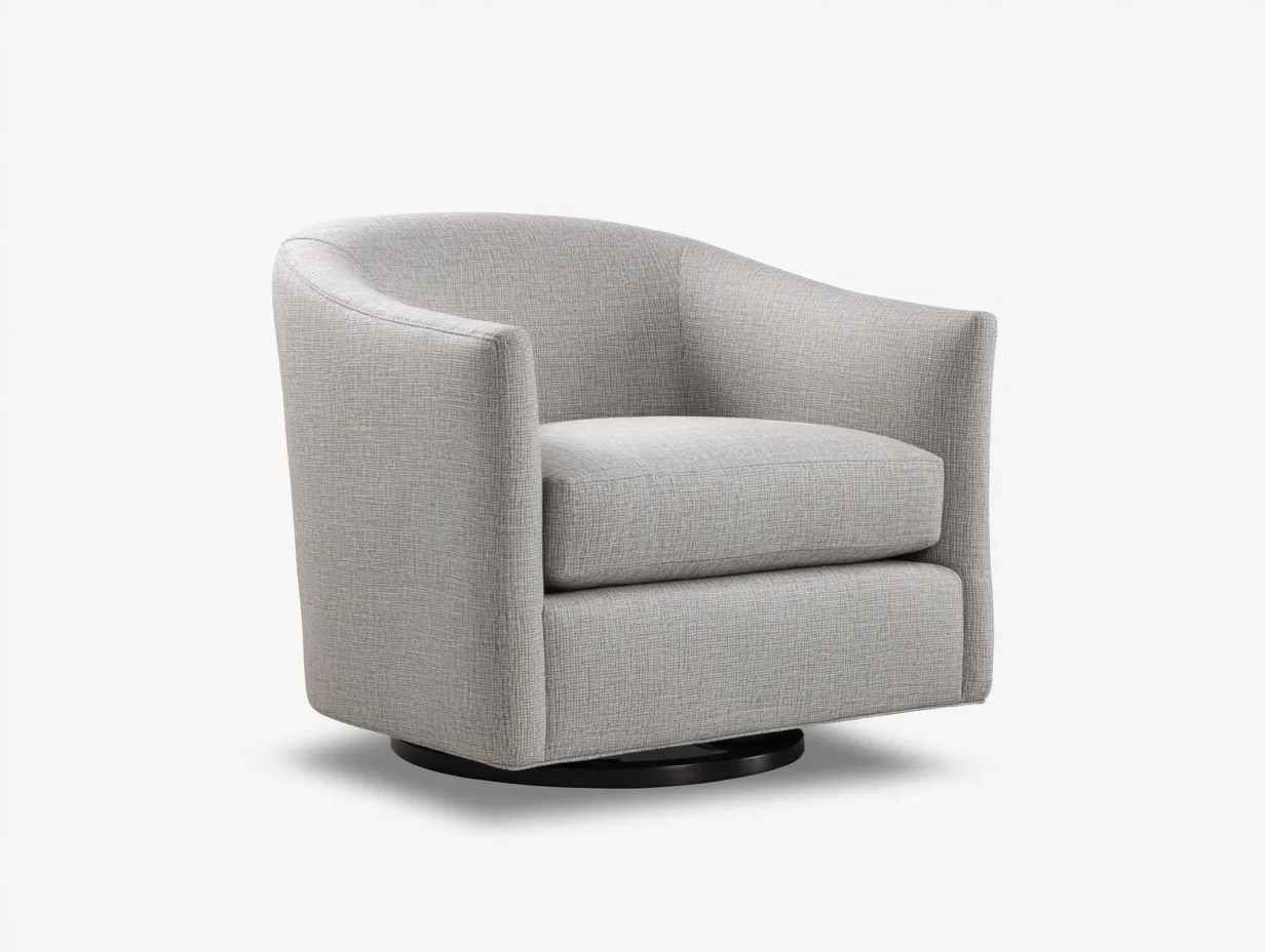 Sessel Stoff 97x91x77 cm - grau und schwarz - drehbar mit niedriger Rückenlinie für Wohnzimmer