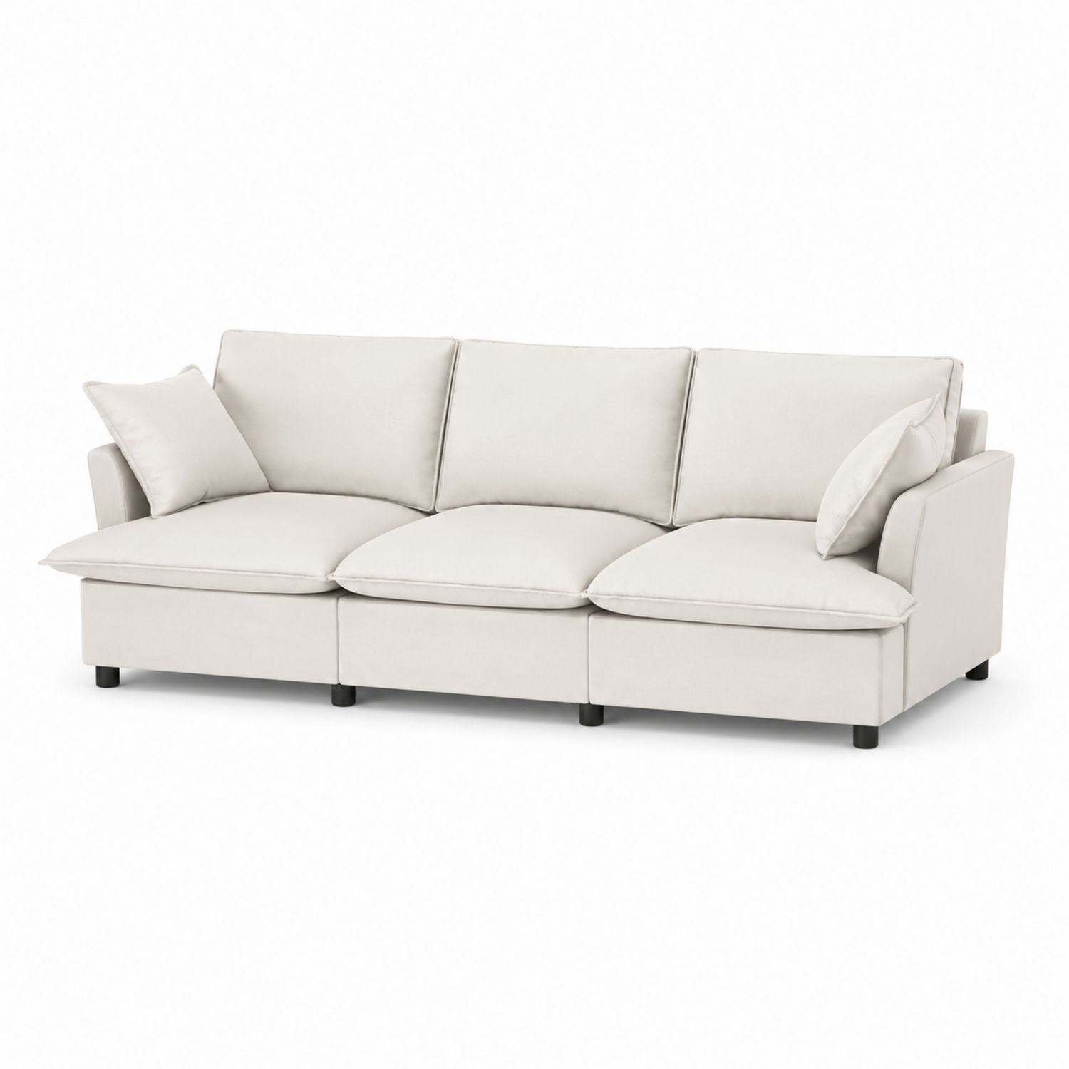 3-Sitzer Sofa Beige Stoff Holz