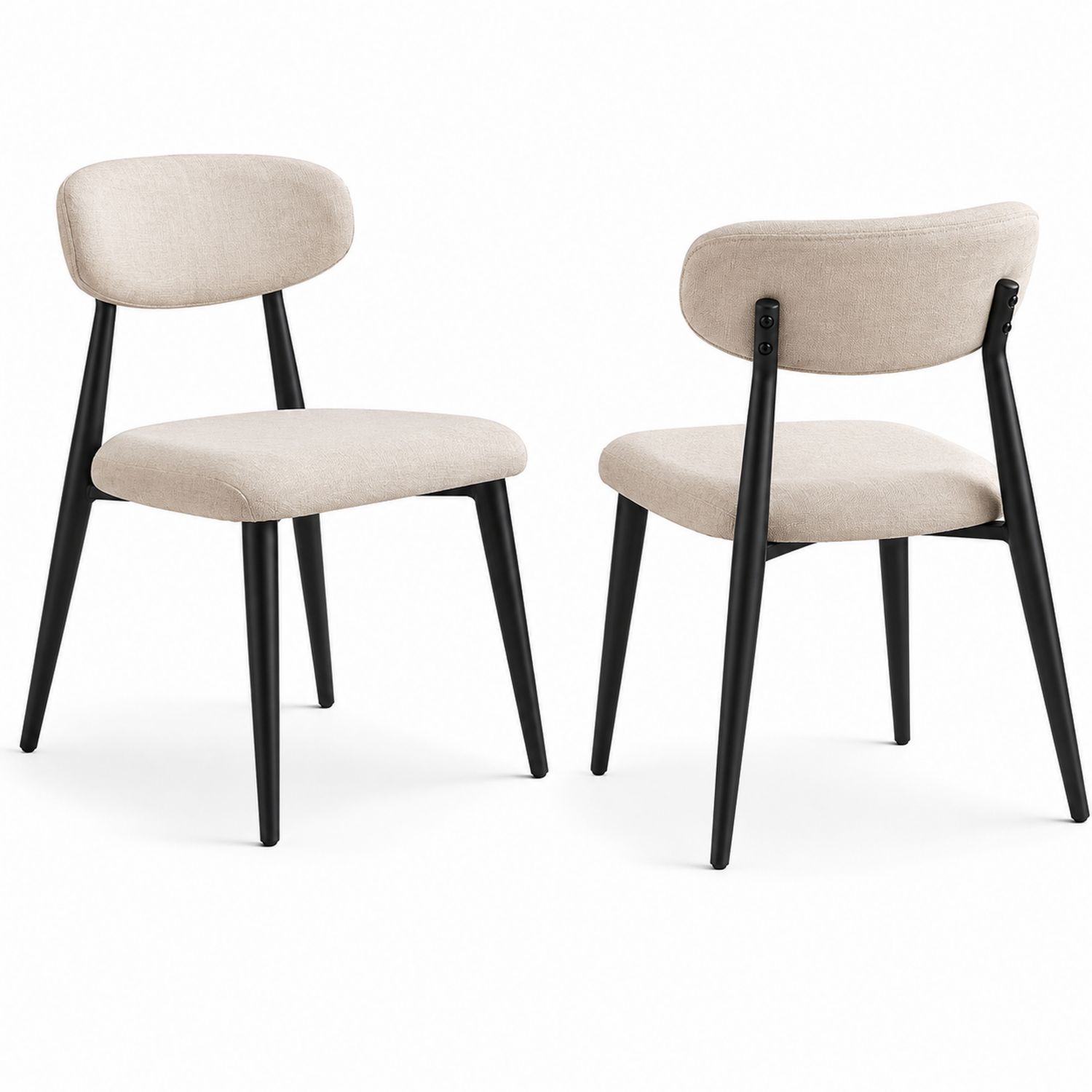 Esszimmerstühle 2er Set Stoff Metall Beige/Schwarz