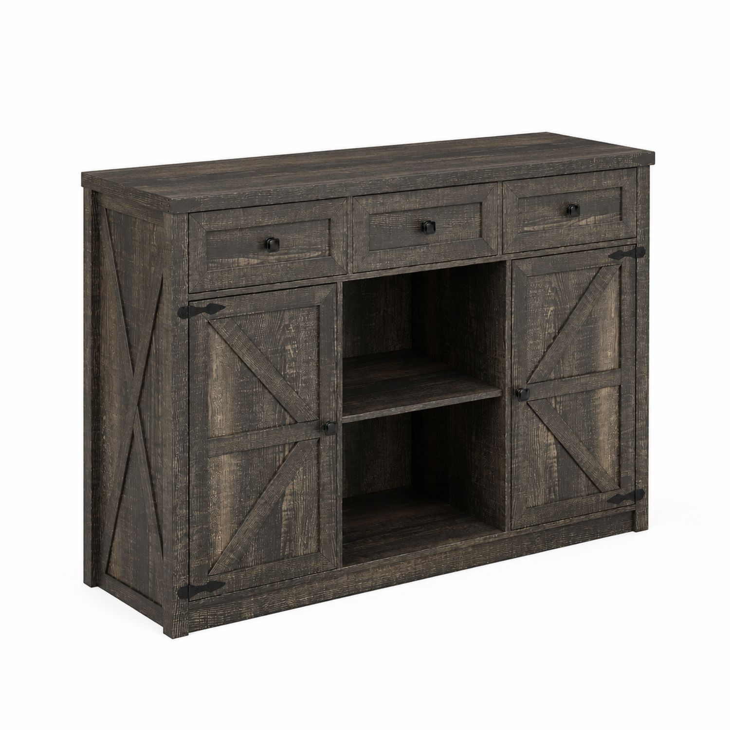 Massivholz Sideboard Dunkelbraun 152x40x90cm