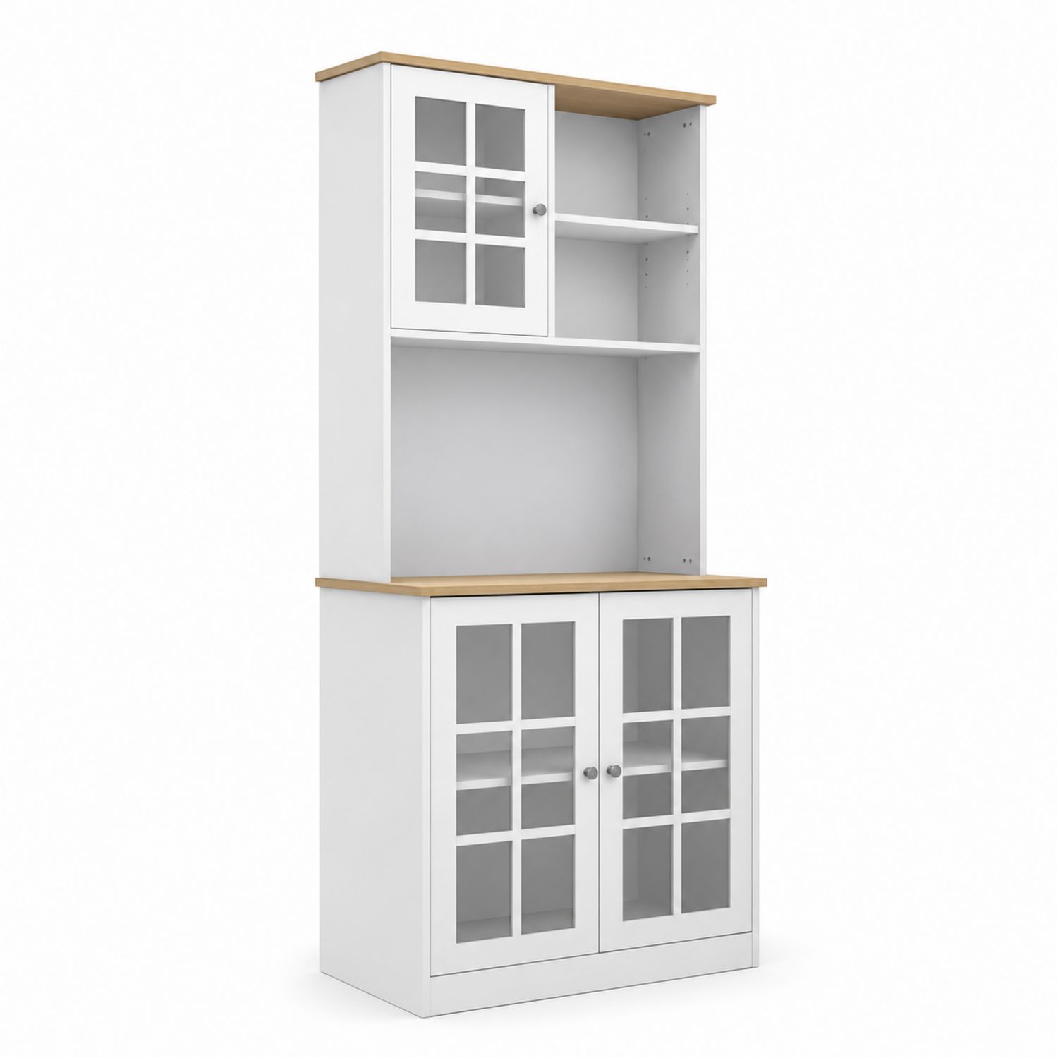 Hochschrank mit Glastüren MDF Weiß