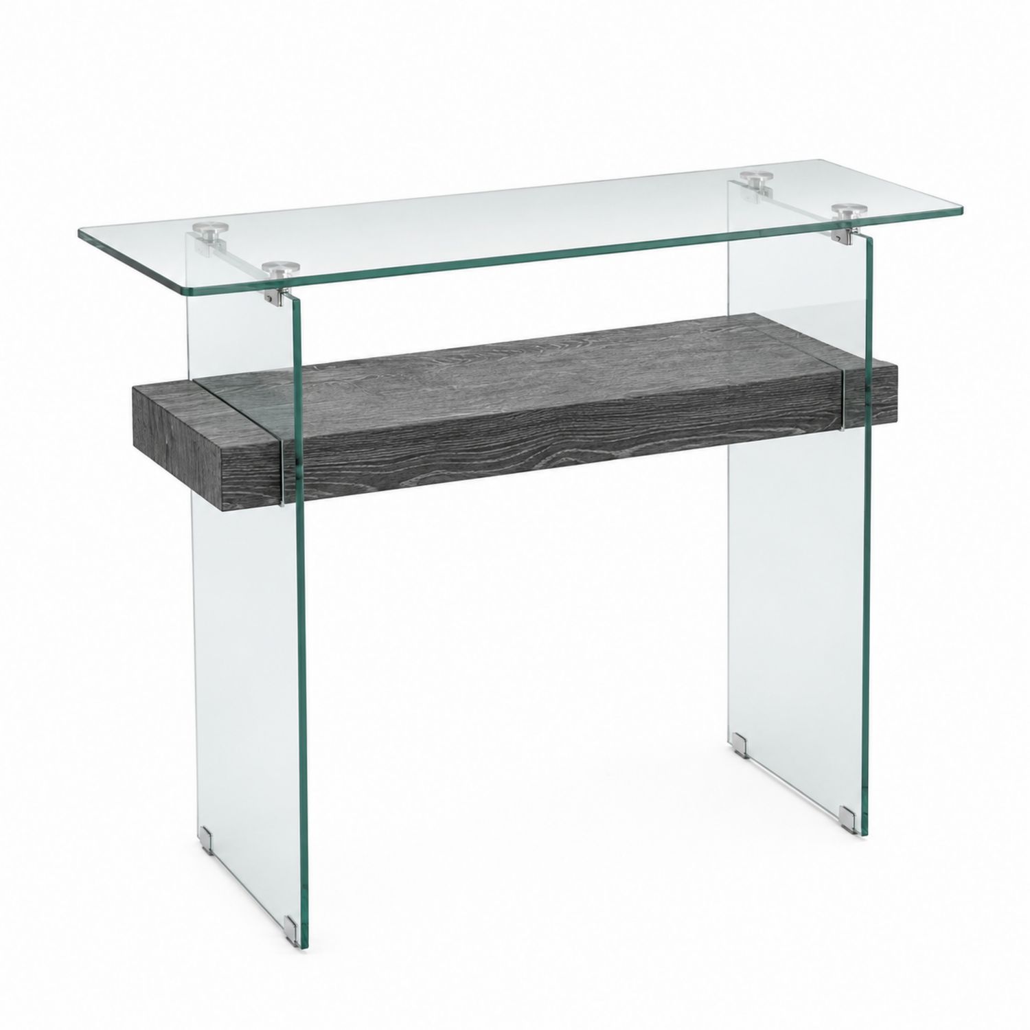 Konsolentisch aus gehärtetem Glas und MDF in Transparent/Grau