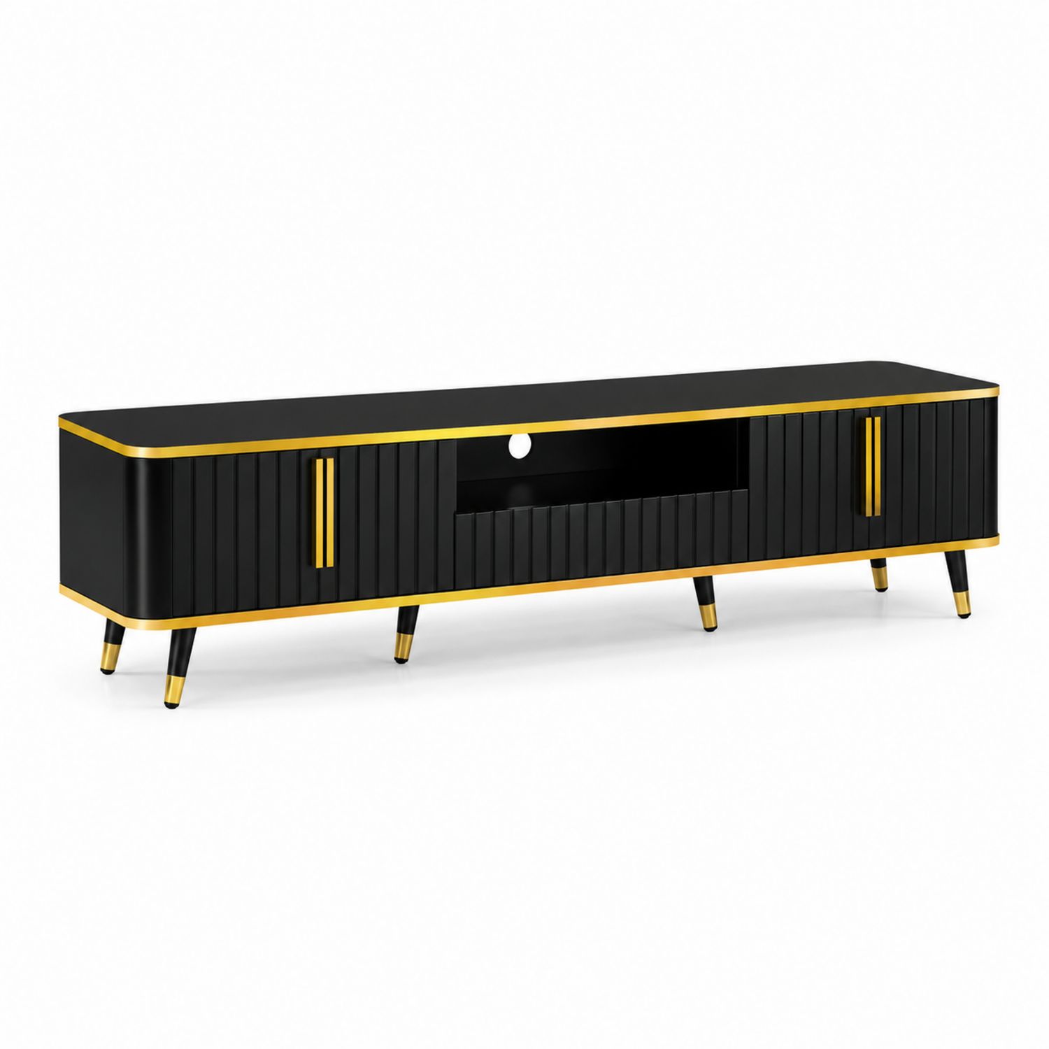 TV-Lowboard MDF Stahl Schwarz/Gold 180x40x45 cm