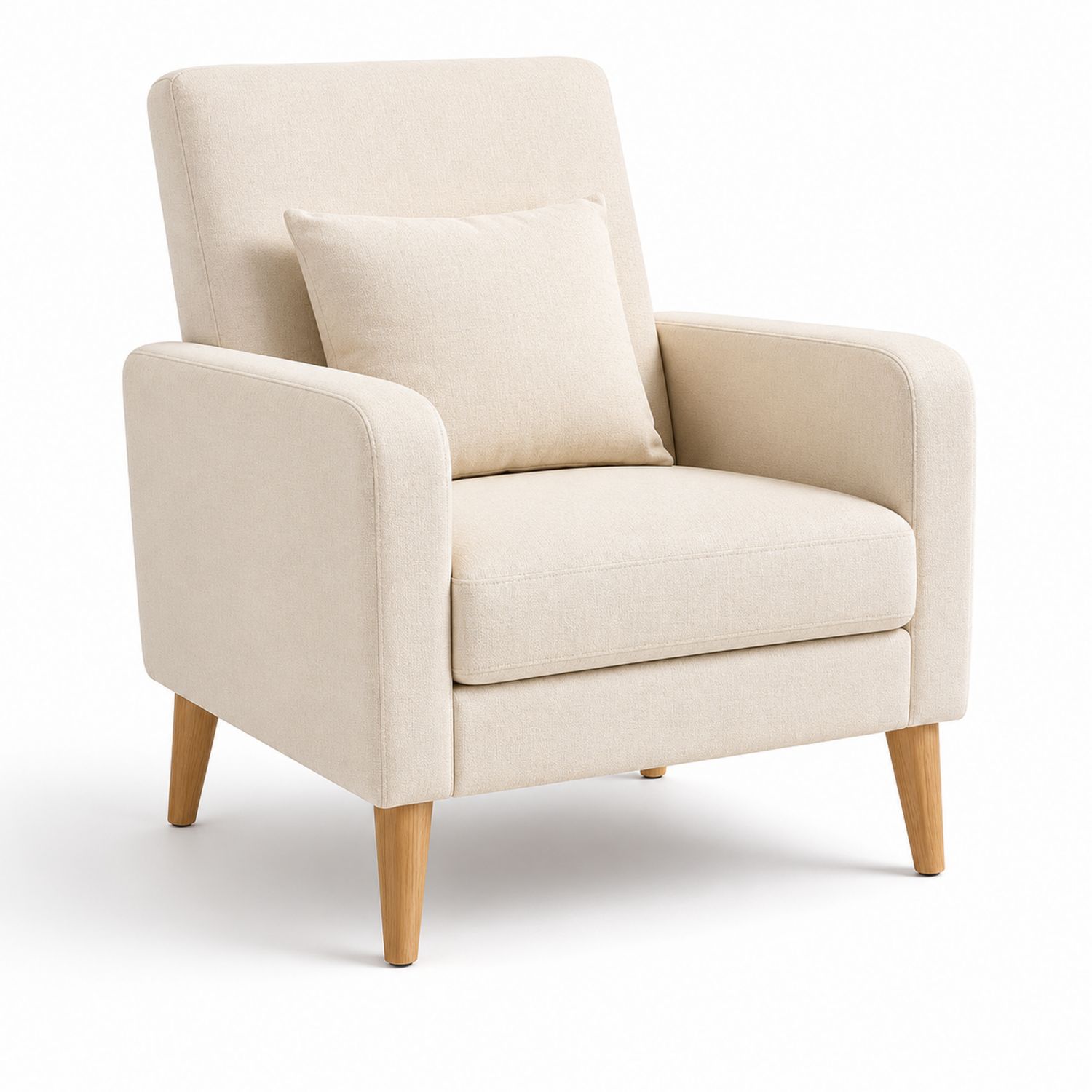 Sessel Stoff Beige mit Holzbeinen