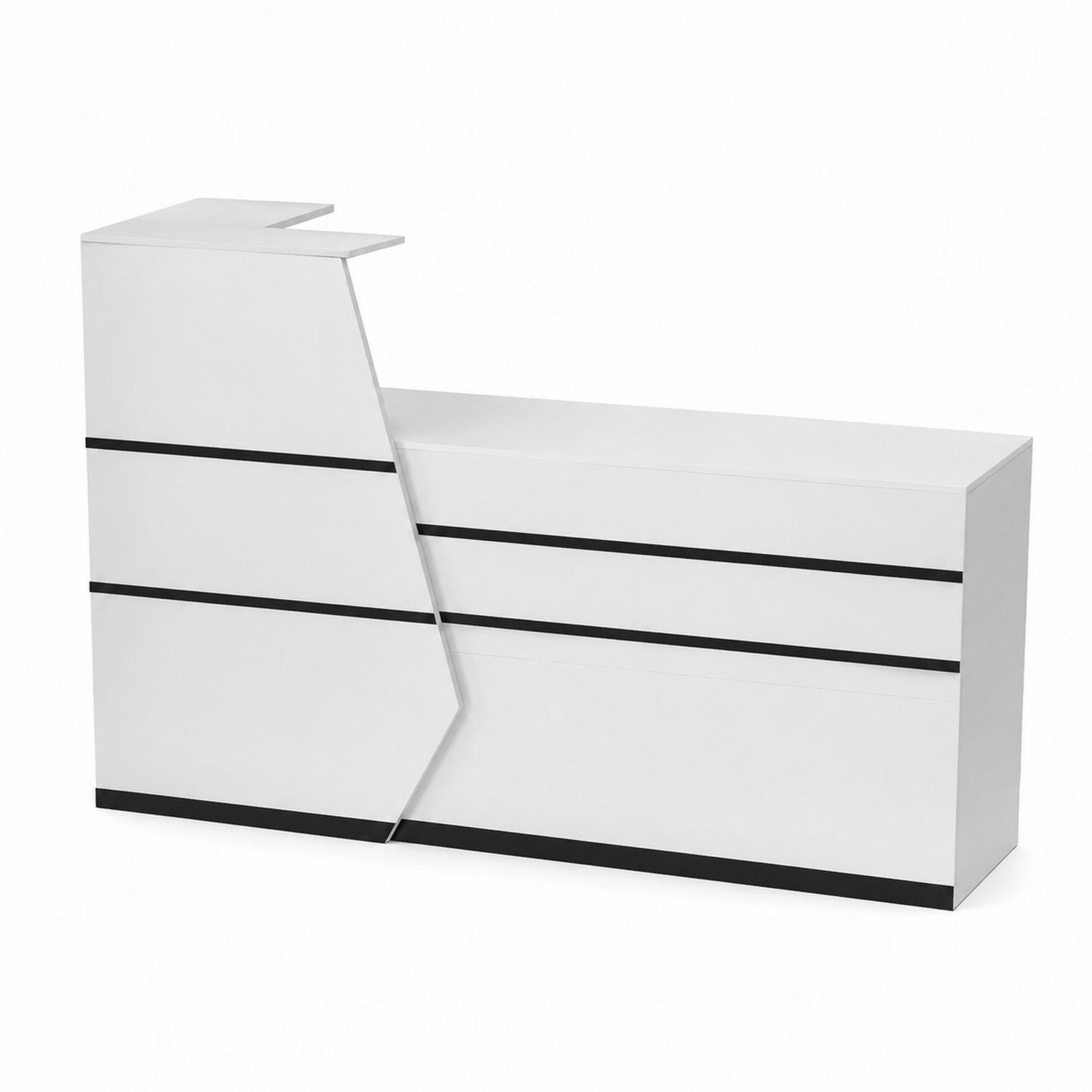 Empfangstheke L-förmig 160 cm MDF Weiß/Schwarz