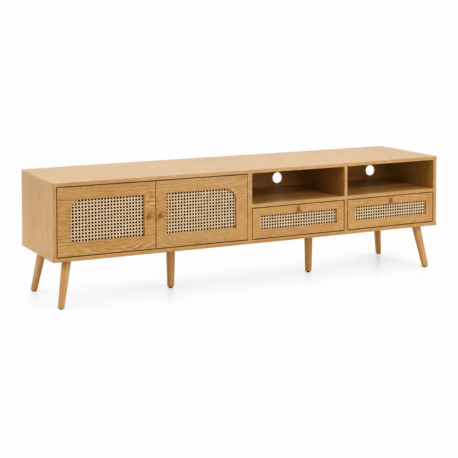 TV-Möbel Eiche Rattan 180 cm