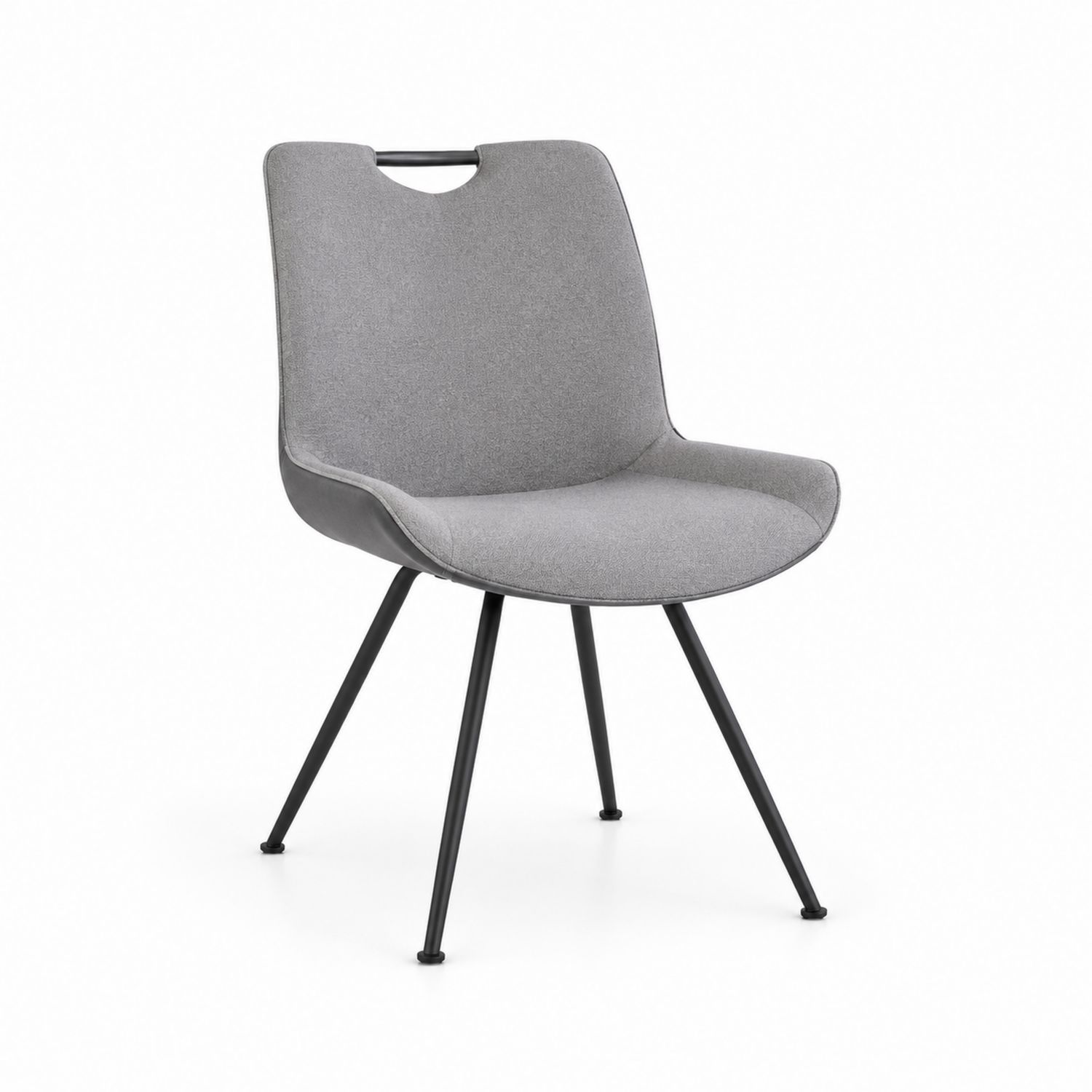 Stuhl mit Polyestergewebe und Metallbeinen, Grau, Höhe 85cm