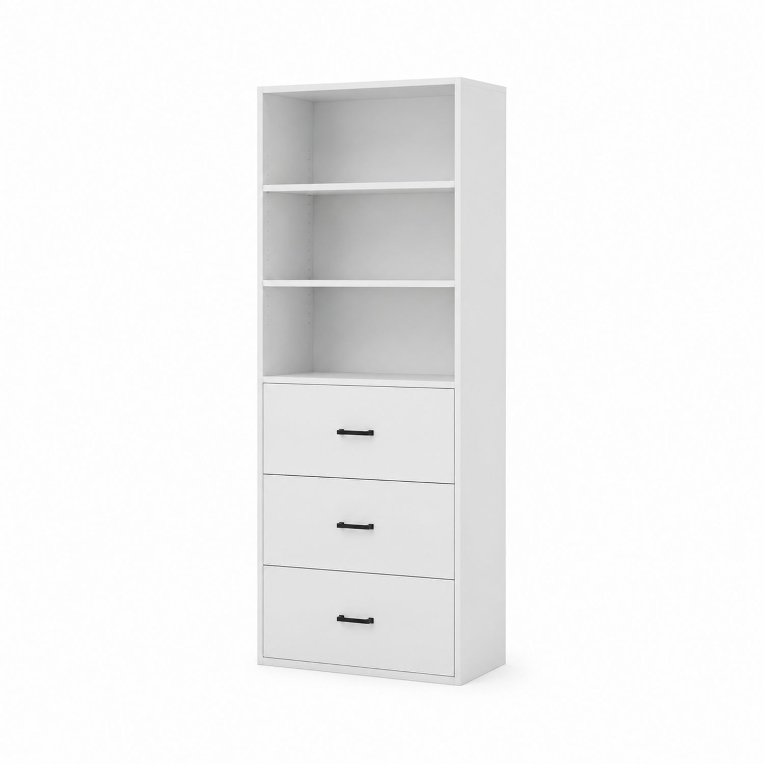 Weißes Bücherregal mit Schubladen aus MDF 180x60x30 cm