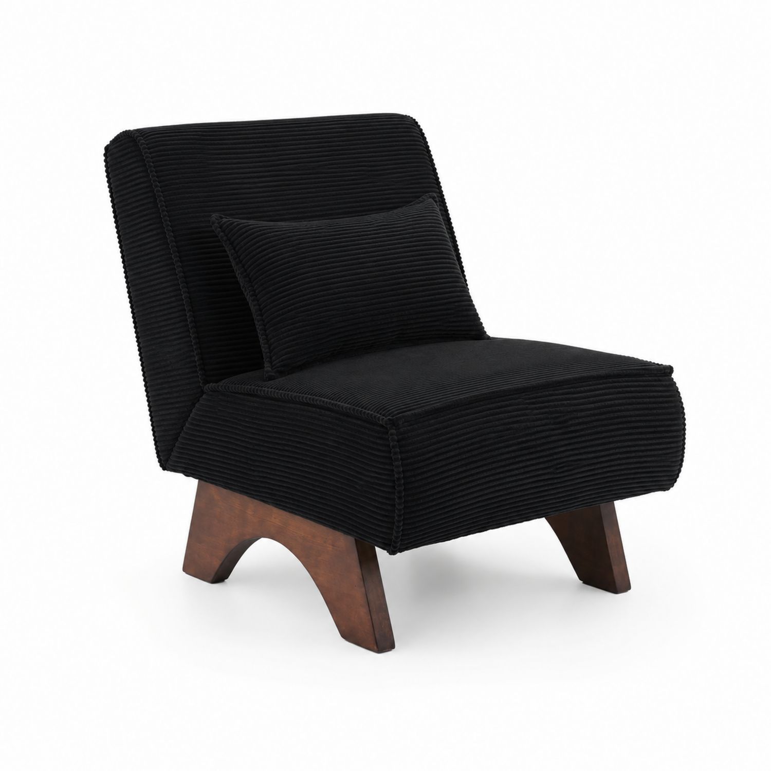 Lounge Sessel Schwarz Cord Massivholz