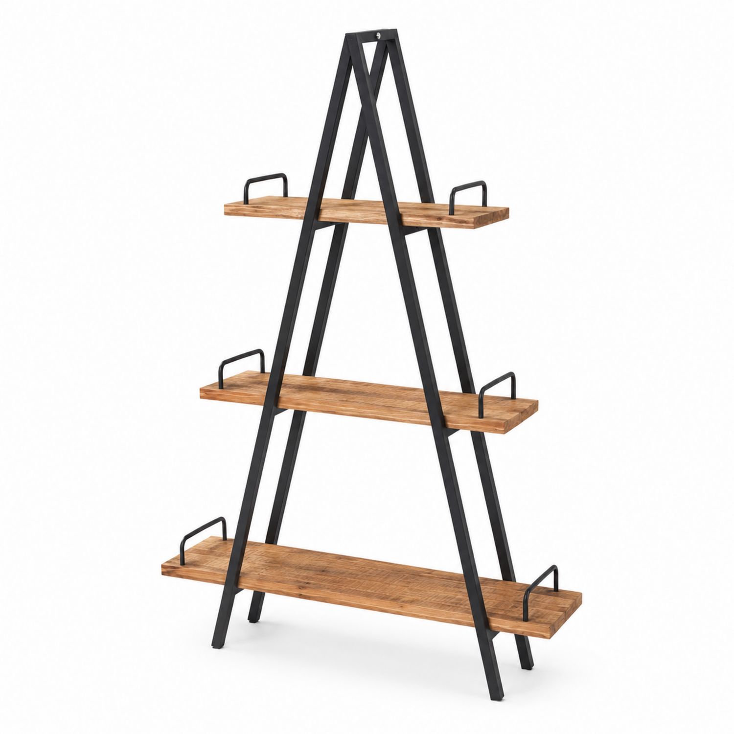 Leiterregal aus Holz und Metall mit 3 Ebenen