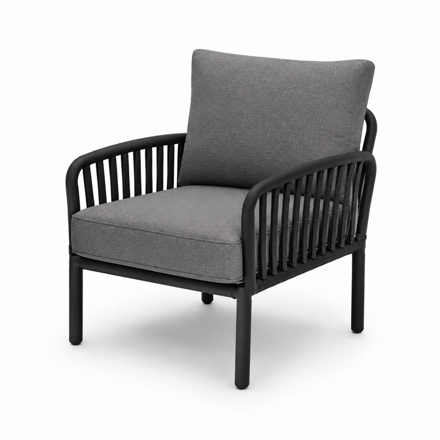 Metall Outdoor-Stuhl mit Stoffkissen, Dunkelgrau