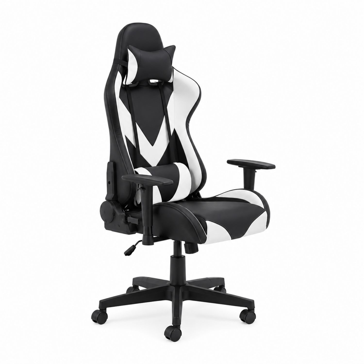 Gaming-Bürostuhl aus PU-Leder Schwarz/Weiß