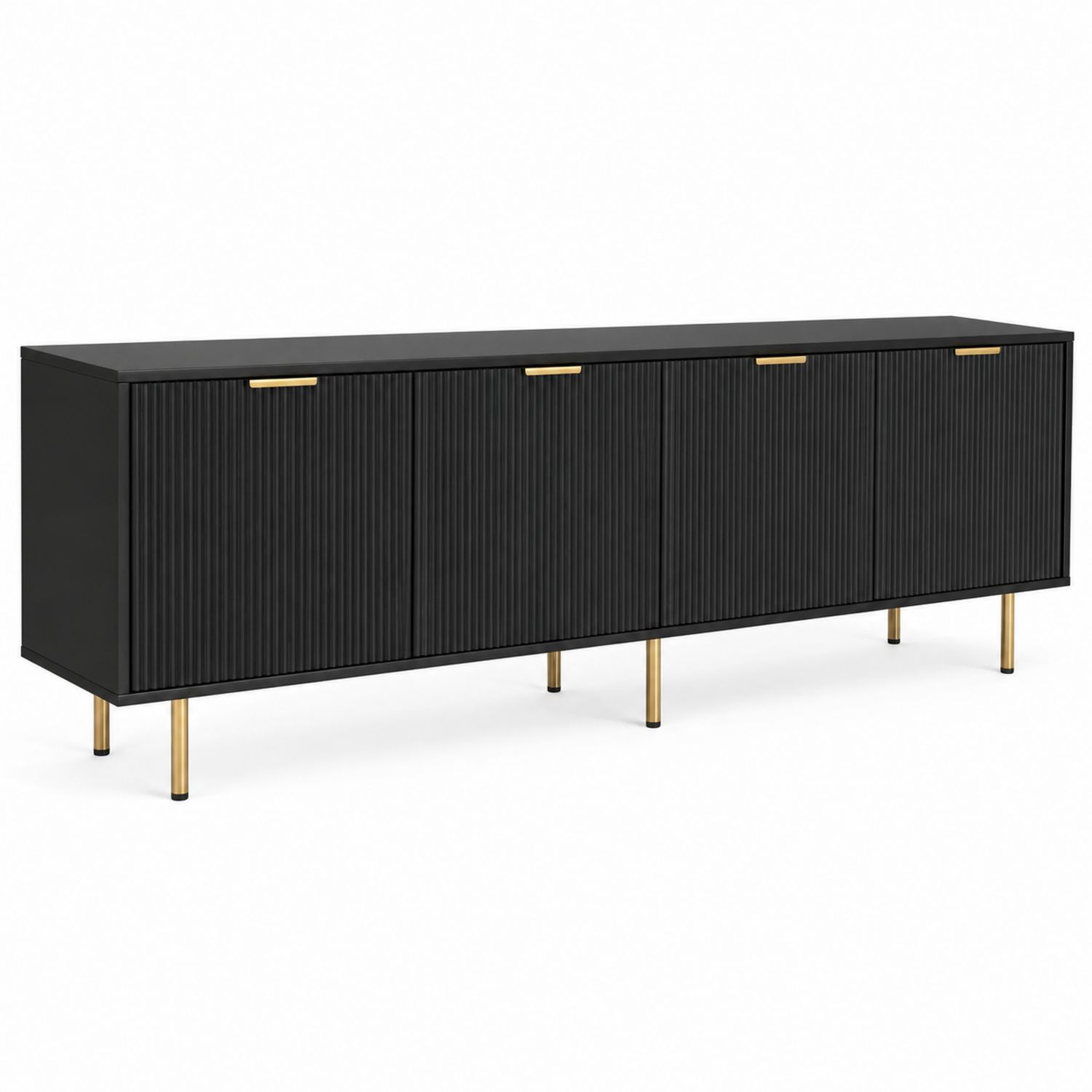 TV-Schrank 200x50x70 cm Holz Schwarz mit Metallbeinen