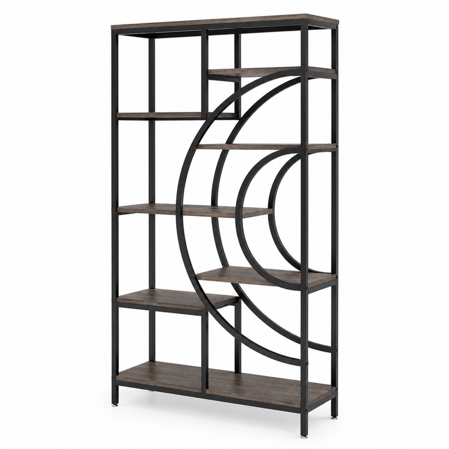 Bücherregal Metall Holz Braun Schwarz 180x120x30 cm