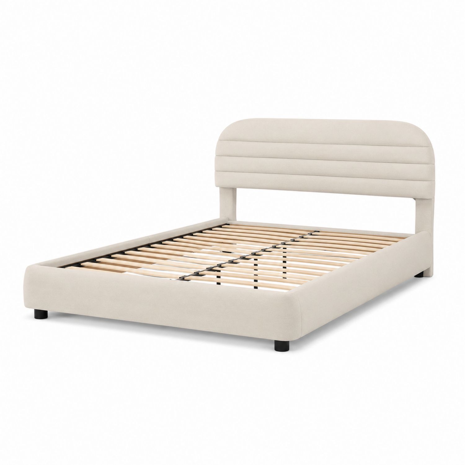Polsterbett 160x200 cm mit Holzlattenrost in Beige