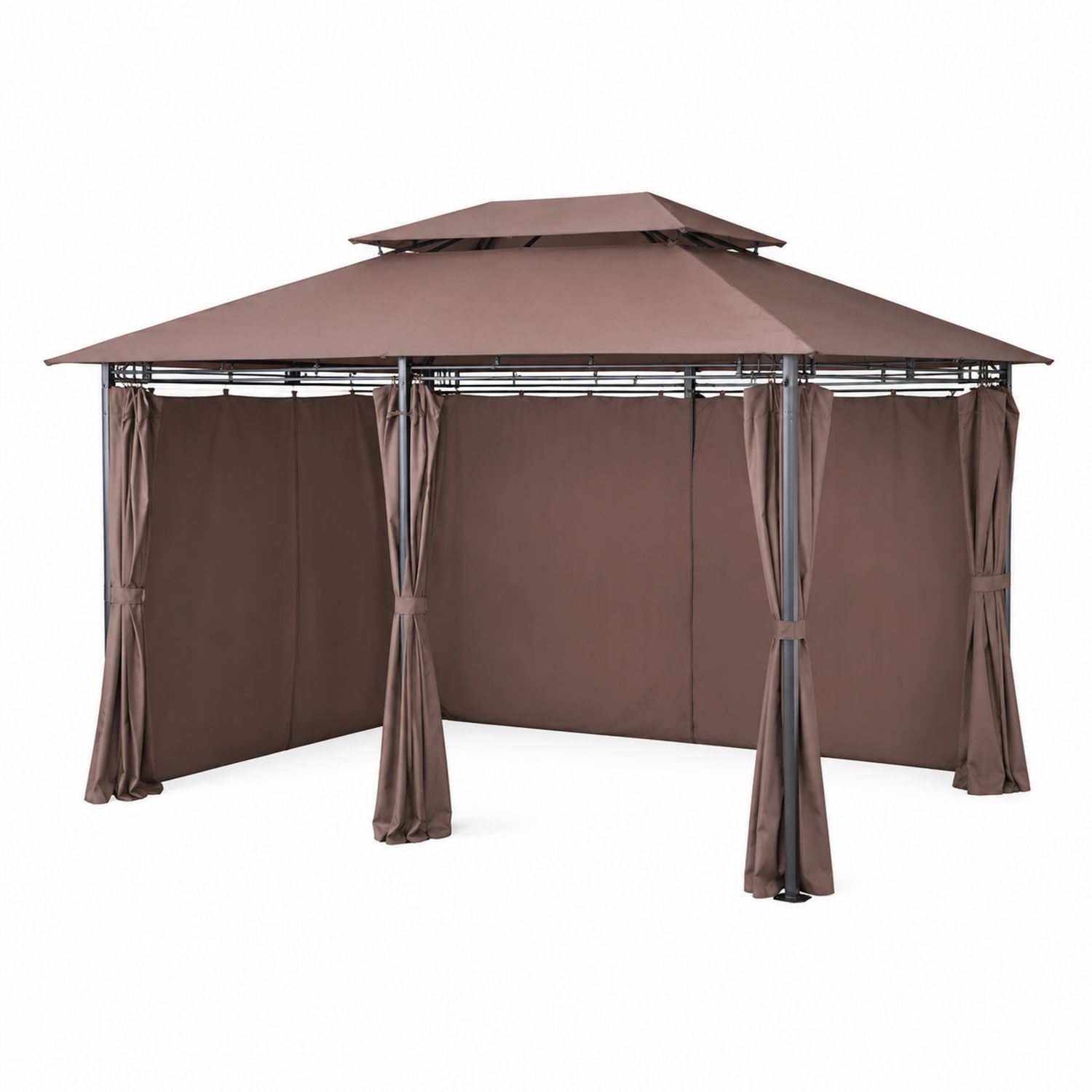 Gartenpavillon 3x4m Metallrahmen Polyester Braun