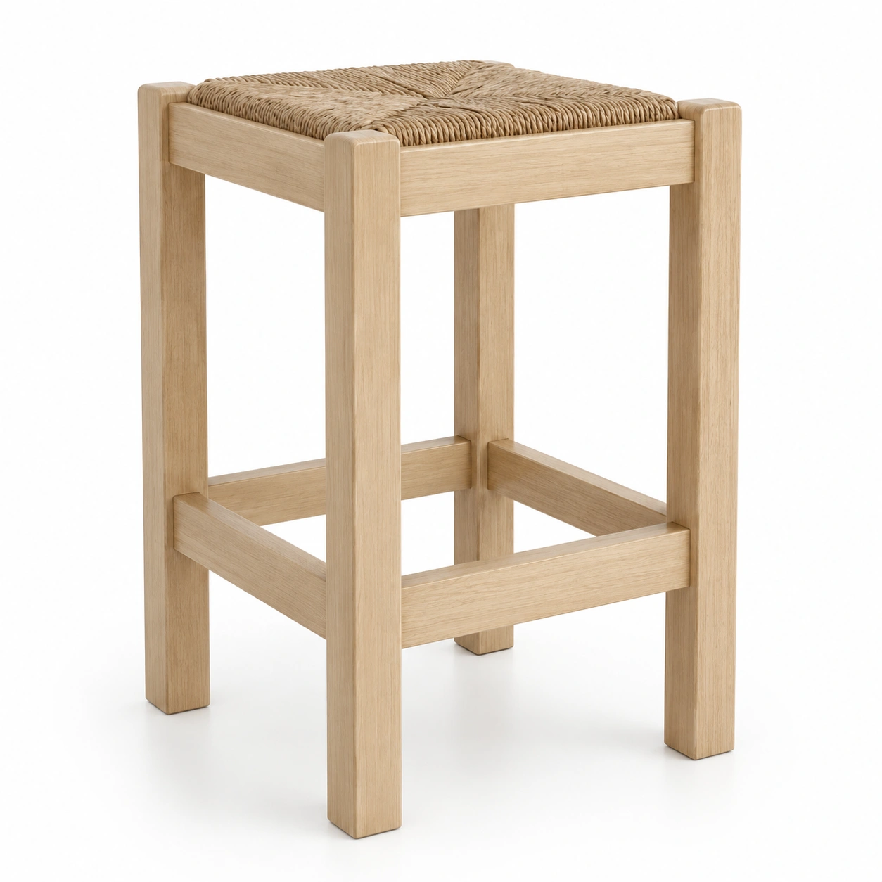 Taburete de bar tejido de madera-furnifyo