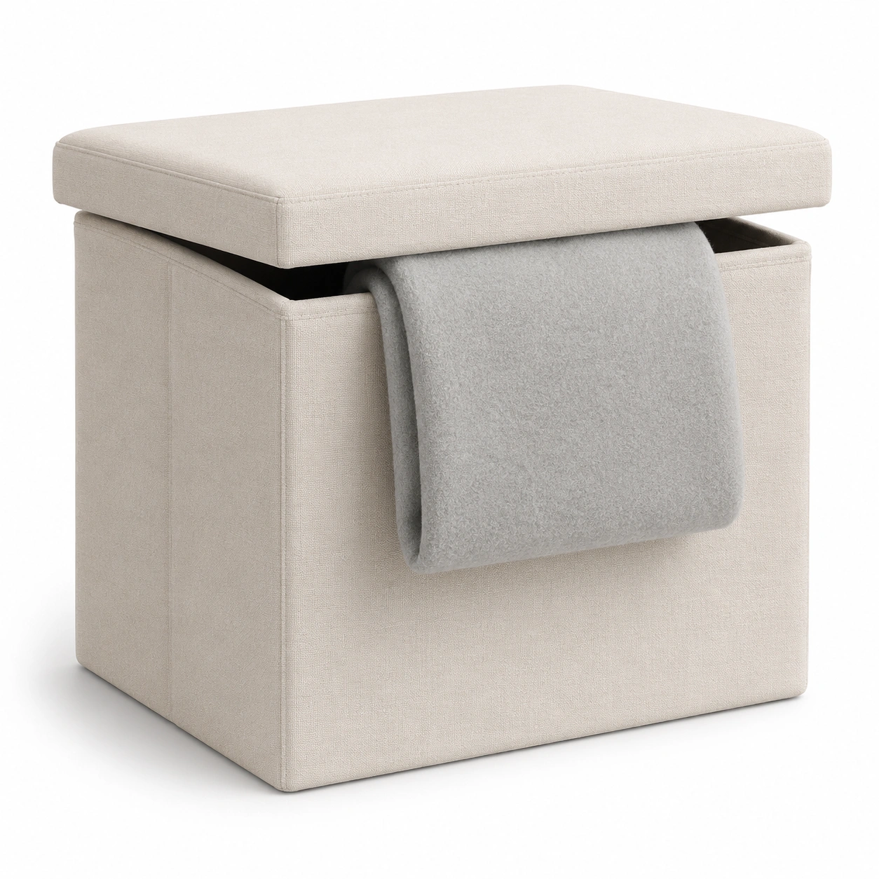 Puf de almacenaje beige-furnifyo