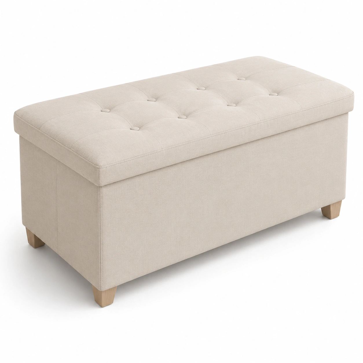 Banco largo de almacenaje beige-furnifyo