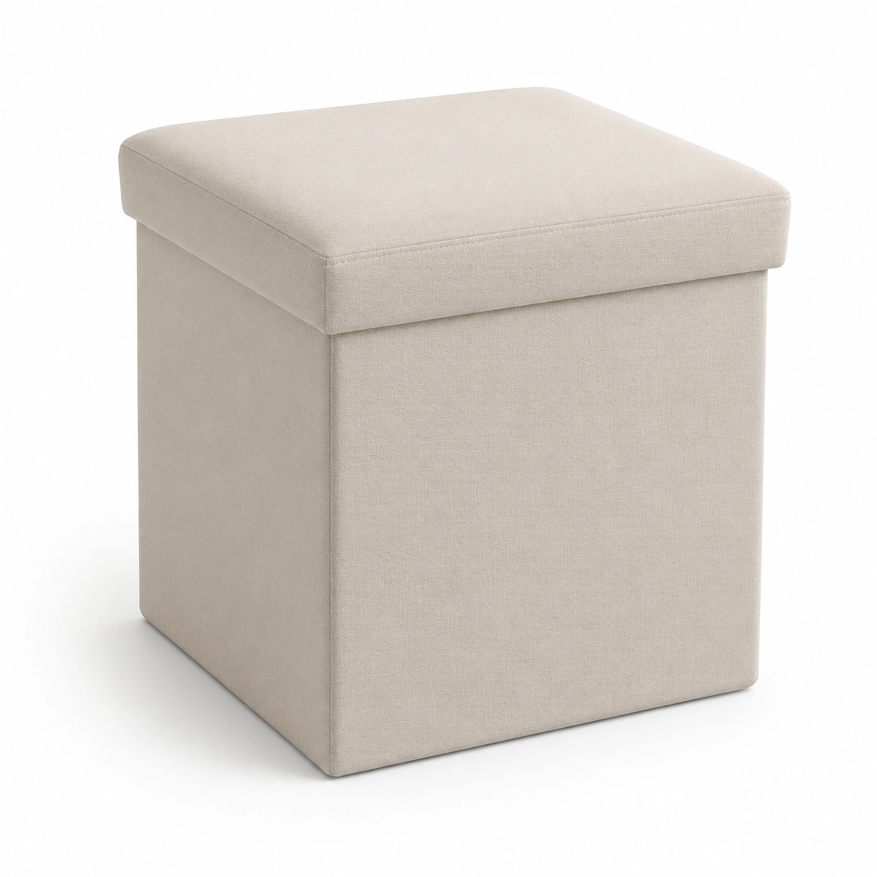Puf de almacenaje beige-furnifyo