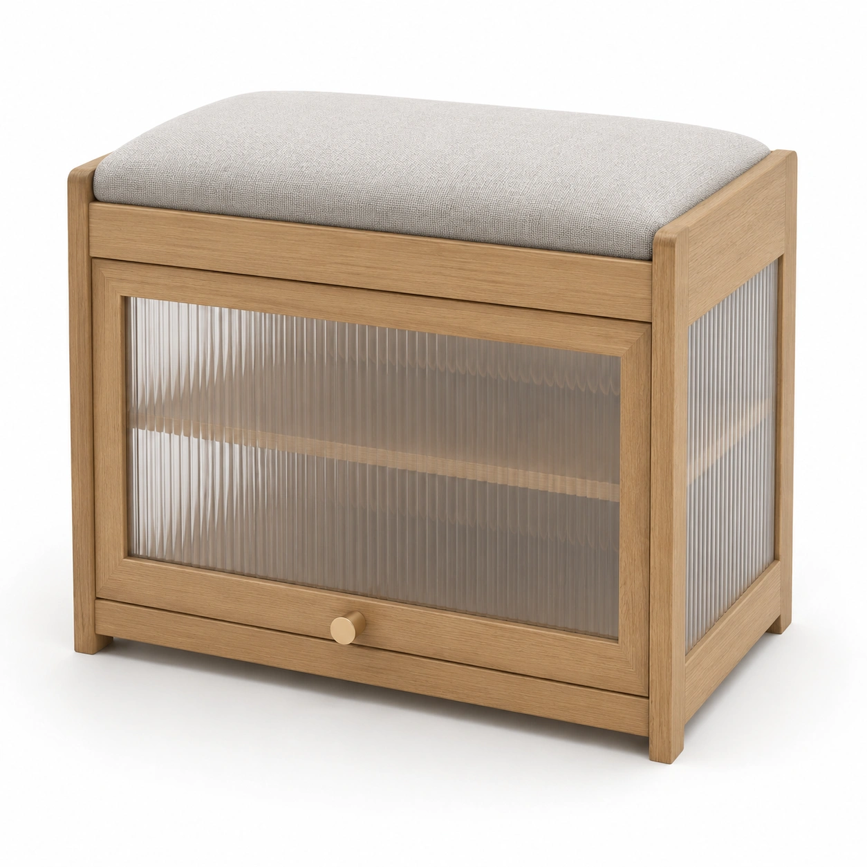 Banco zapatero con almacenaje de madera natural-furnifyo