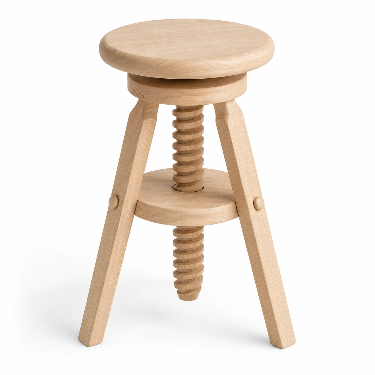 Taburete redondo regulable de madera-furnifyo