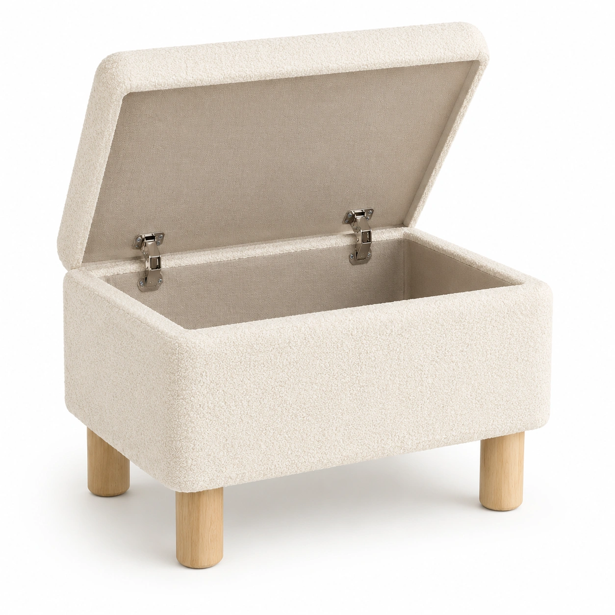 Puf de almacenaje beige con tapa abatible-furnifyo