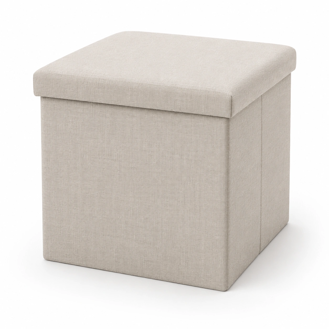 Puf cuadrado de almacenaje beige-furnifyo