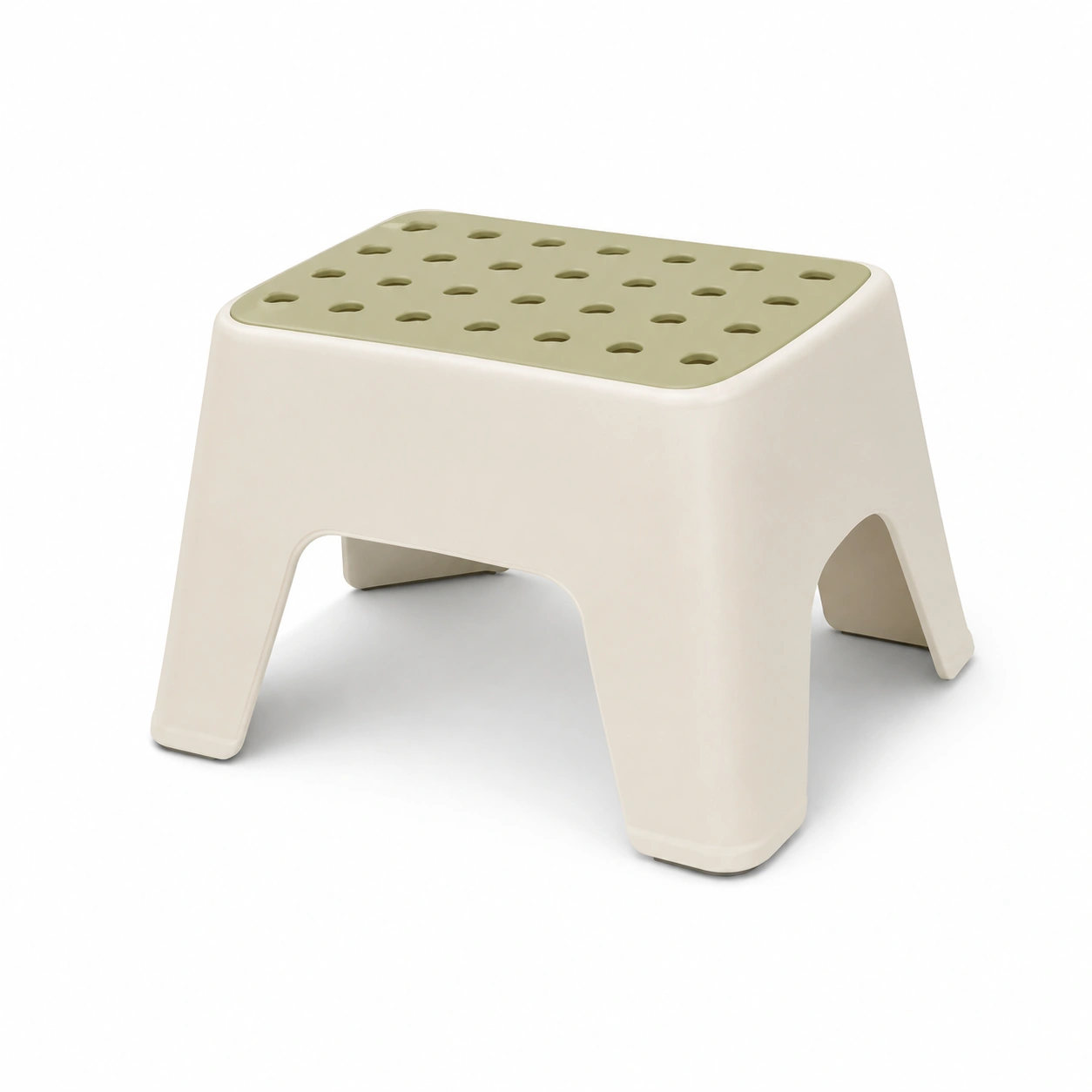 Taburete antideslizante de plastico color marfil-furnifyo