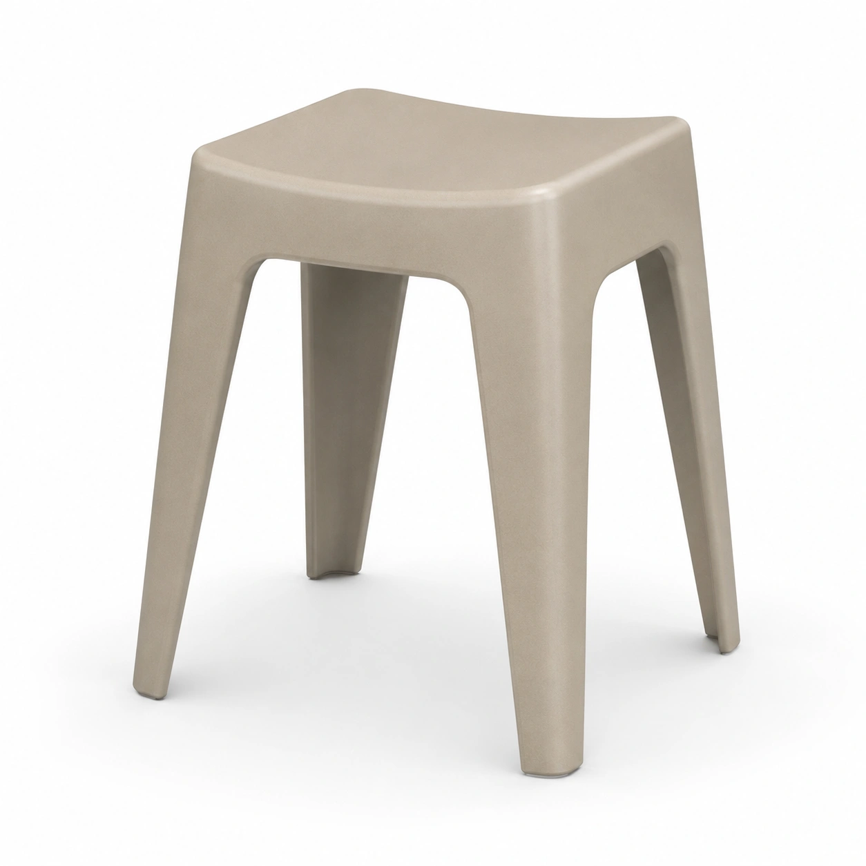 Taburete cuadrado de plastico color beige-furnifyo