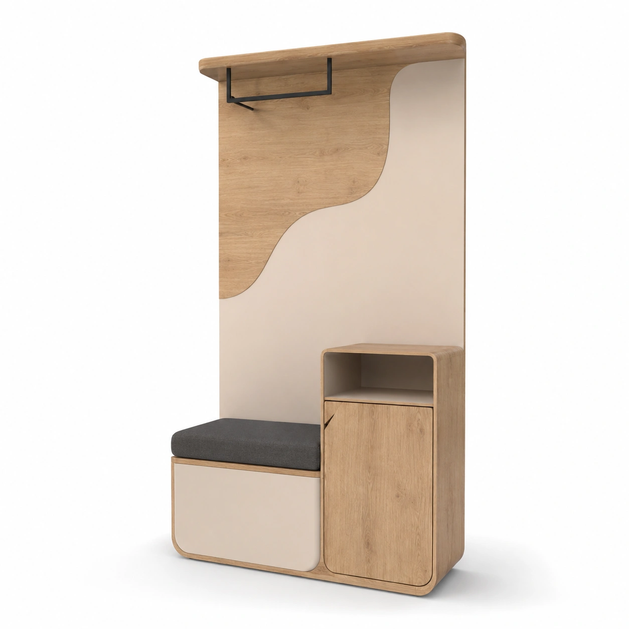 Conjunto de banco zapatero y gabinete de almacenamiento en madera natural-furnifyo