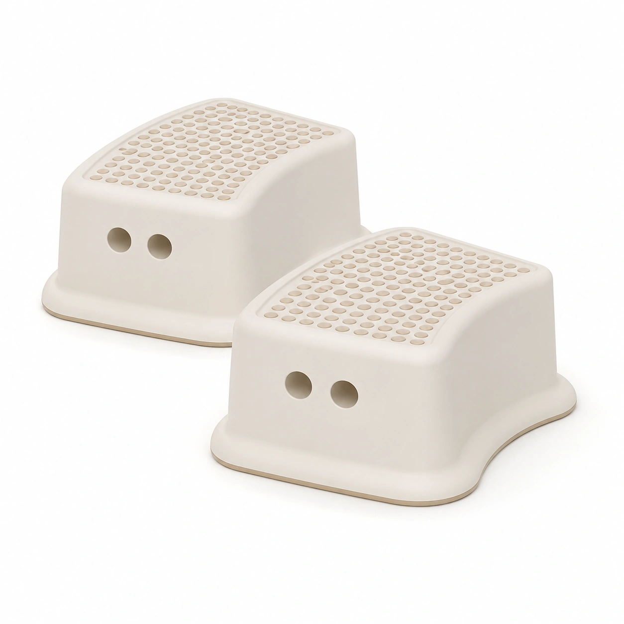 Escalon doble de plastico beige para ninos paquete de 2-furnifyo