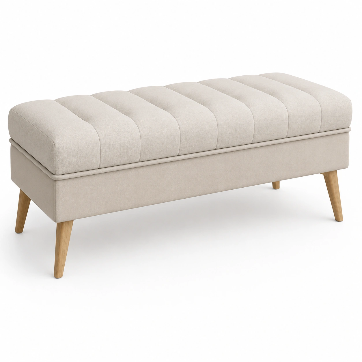 Banco de almacenamiento tapizado color beige-furnifyo