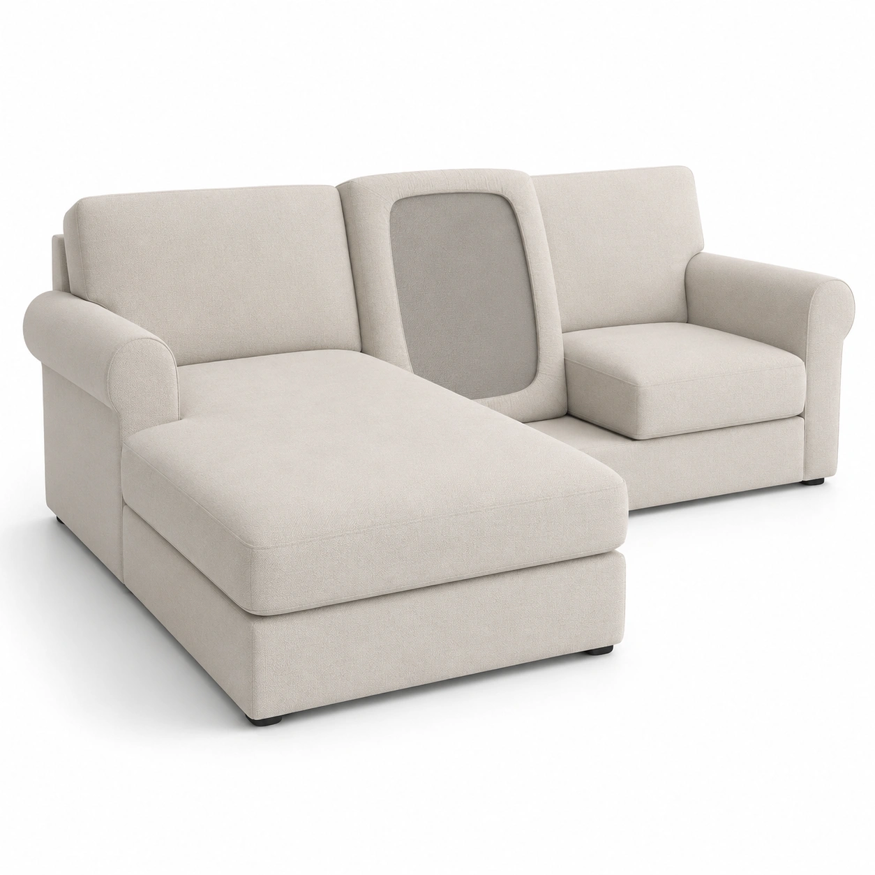 Sofa chaise longue de tela color marfil-furnifyo