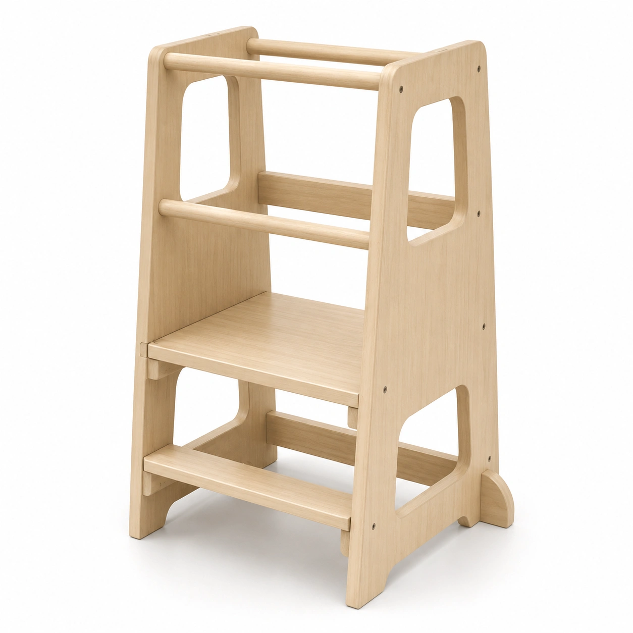 Torre de aprendizaje infantil de madera natural-furnifyo