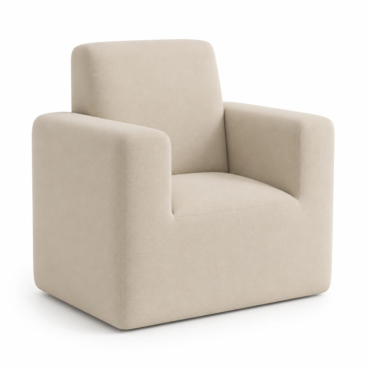 Sofa individual de tela color marfil-furnifyo