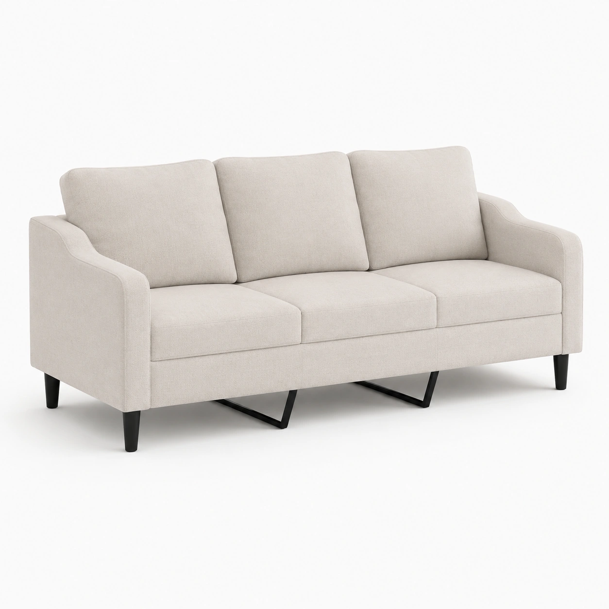 Sofa de tela color marfil para 3 plazas-furnifyo
