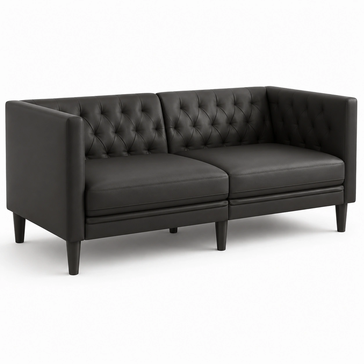 Sofa de cuero negro para 2 plazas-furnifyo
