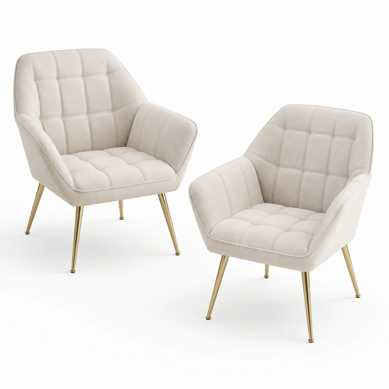 Juego de 2 sillas de comedor tapizadas color marfil-furnifyo