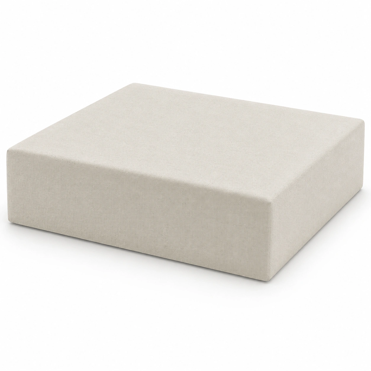 Puf cuadrado tapizado color marfil-furnifyo