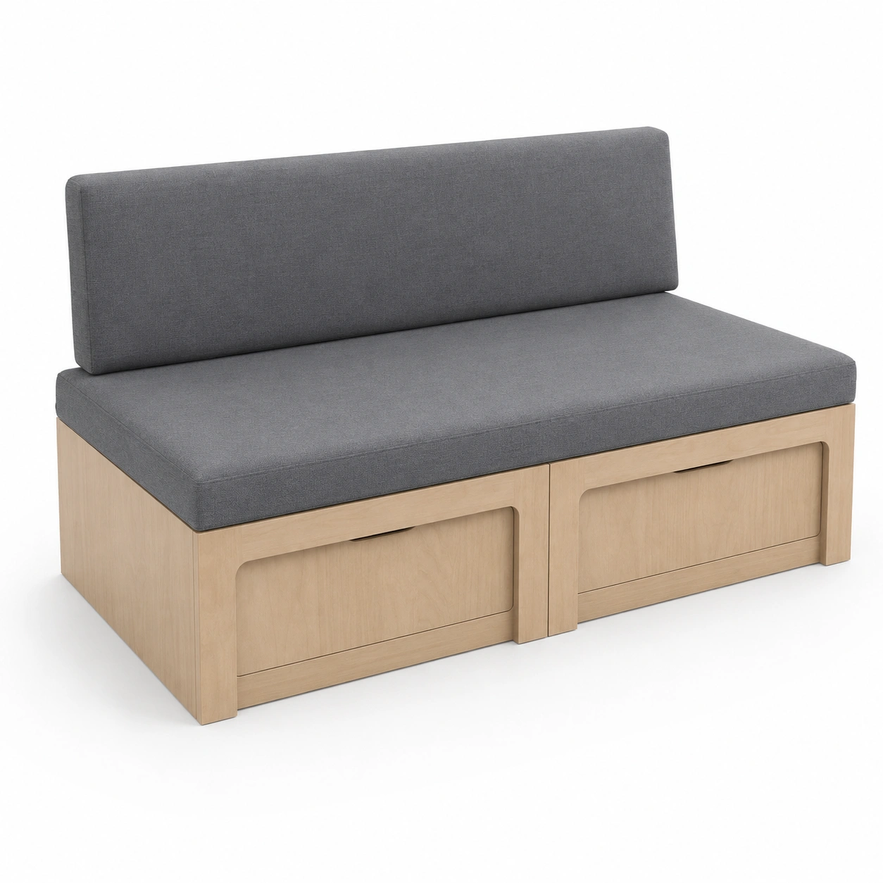 Banco con almacenamiento y base gris madera-furnifyo